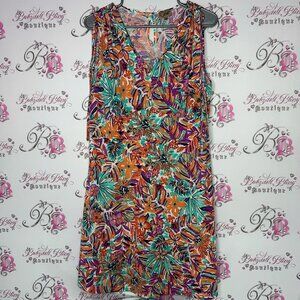 Coline dress tropical printed orange blue purple white pink tie up sleeve bows